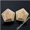 Image 2 : New 14kt Rose, White, and Yellow Gold Stone Finished Tiered Pentagon Stud Earrin
