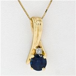 15k Yellow Gold Twisted Wire Sapphire & Rose Diamond Brooch Pendant