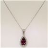 Image 4 : 18k White Gold 4.20 ctw Pear Shaped Rubellite Tourmaline Pendant w/ Diamond Halo