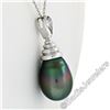 Image 5 : 18kt White Gold Tahitian Black Pearl and 0.60 ctw Diamond Pendant Necklace