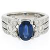 Image 1 : EGL 14k White Gold 2.78 Ctw Royal Blue Sapphire and Diamond Engagement Cocktail