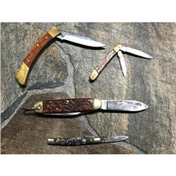 Vintage Stainless Steel Wood Grain Pocket Knives