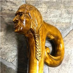 Hand-carved Native American Indian Theme Cane, Walking Stick