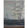 Image 3 : Signed Clipper Ship, Lighthouse, Maritime Oil Painting