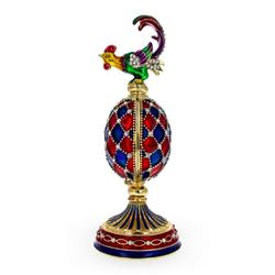 Russian Harlequin Rooster Trinket Jewel Box Clock Egg