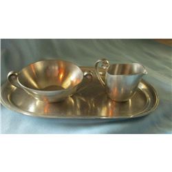 Art Deco Danish Pewter Creamer Sugar Set