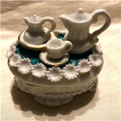 19thc Staffordshire Tea Set Porcelain Fairing Box