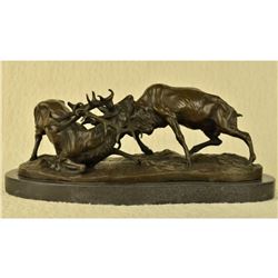 After Mene, Stag Deer Battle Hunt Club Bronze Sculpture