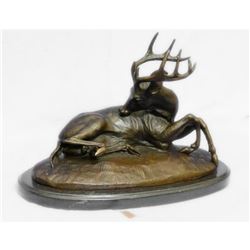 Recumbent Stag Deer Hunt Club Bronze Sculpture