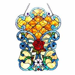 Tiffany-style Victorian Rose Stained Glass Window Panel