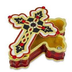 Russian Jeweled Cross Rosary Trinket Jewel Box