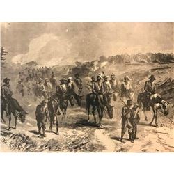 19thc Civil War Wood Engraving, General Grant's Campaign Cavalry Raid, Virginia