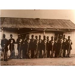 African American History, Civil War Black Regiment In Front of Guard House Sepia Tone Photo Print