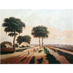 Cotton Plantation Scene Oil Painting