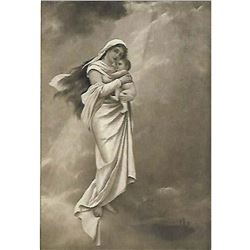 Vintage c1920â€™s Half-tone Print, #1067 Madonna and Child