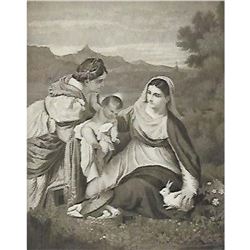 Vintage c1920â€™s Half-tone Print, #310 Madonna of the Rabbit