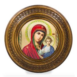 Handmade Icon, Virgin Mary & Jesus Wooden Plaque