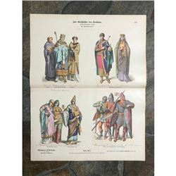 Rare 19thc German Costume Plates, Frankish Royalty, Normans, Crusaders