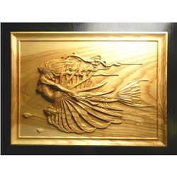 Jeweled Mermaid European Wood Carving Plaque