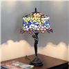 Image 3 : Tiffany Style Lady & Wisteria Stained Glass Lamp
