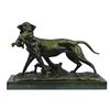 Image 1 : Hunting Dog Retriever & Rabbit Trophy Bronze Sculpture