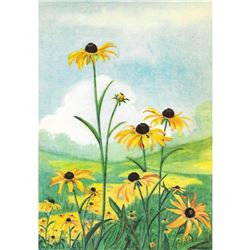 1920's Black-eyed Susan Color Lithograph Print