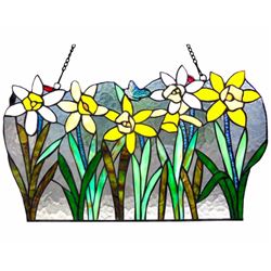 Stained Glass Flower Hanging Panel