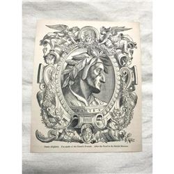 19thc Dante Alighieri Wood Engraving, Book Print