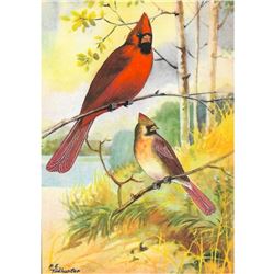 1920's Cardinal Color Lithograph Print