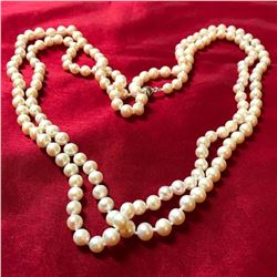 6-7mm White Cultured Pearls 52" Rope Necklace