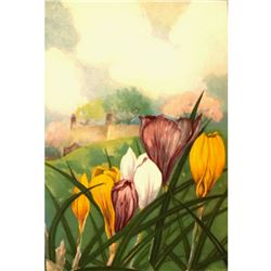 1920's Crocus Color Lithograph Print