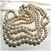 Image 4 : 9-14mm White Shell Pearl Four Strand Sterling & Crystal Necklace