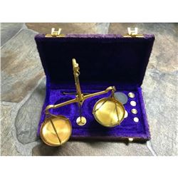 Vintage Brass Assayers Scale, Cased Kit