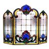 Image 1 : Victorian Tiffany-Style Stained Glass Folding Fireplace Screen