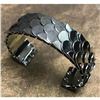 Image 1 : Fashion Runway Style, Modern Viking, Gunmetal Fish Scale Cuff Bracelet