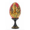 Image 1 : Russian Handpainted Golden Bird Wooden Egg On Stand