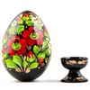 Image 3 : Ukrainian Handpainted Wooden Floral Motif Egg On Stand