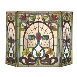 Tiffany-style Victorian Folding Fireplace Screen