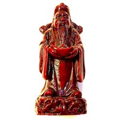 Vintage Chinese Oxblood Resin Statue Figure, Sanxing, Lu Xing