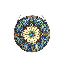 Stained Glass Wheel Hanging Window Panel