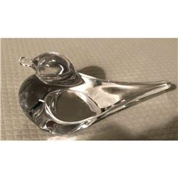 Signed Daum French Crystal Duck Bird Paperweight