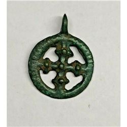 Byzantine 9th - 12th Century Russian Kiev Bronze Cross Artifact Pendant