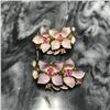 Image 2 : Vintage Sarah Coventry Pink Enamel & Crystal Floral Clip On Earrings