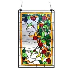 Hummingbird Stained Glass Hanging Window Panel