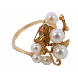 18k Yellow Gold Pearl Cluster Ring