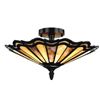 Image 1 : Mission Style Art Glass Ceiling Light Fixture