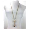 Image 1 : Givenchy Paris Designer Gold-Tone & Brown Lucite Pendant Necklace