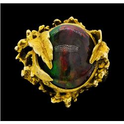 10KT Yellow Gold Ladies Black Opal Doublet Ring
