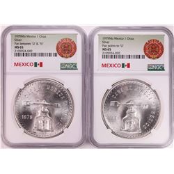 Lot of (2) 1979Mo Mexico 1 Onza Silver Coins NGC MS65