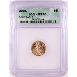 2001 $5 American Gold Eagle Coin ICG MS70